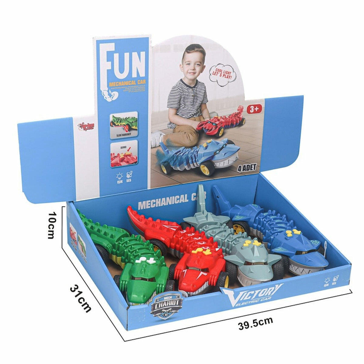 Işıklı ve Hareketli Tekerlekli Timsah - Köpek Balığı (32 cm) | Sesli ve Eğlenceli Hayvan Figür Oyuncak