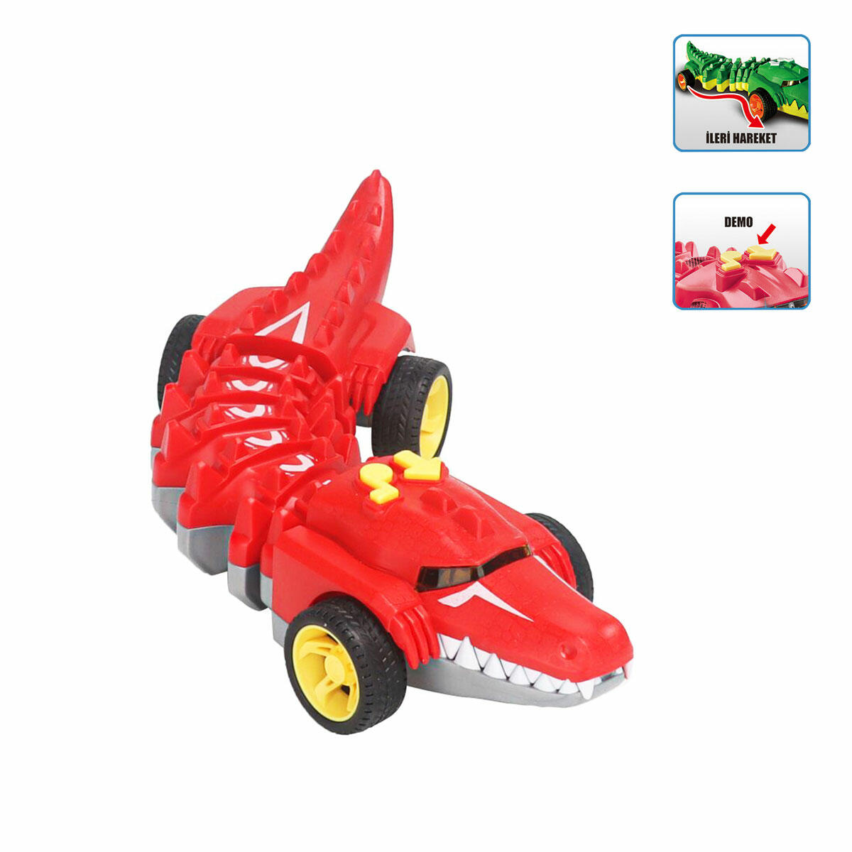 Işıklı ve Hareketli Tekerlekli Timsah - Köpek Balığı (32 cm) | Sesli ve Eğlenceli Hayvan Figür Oyuncak