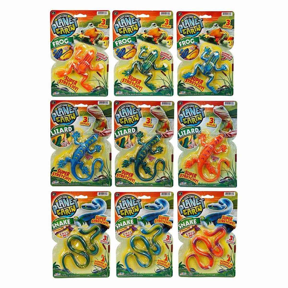 Jaru Planet Earth Streç Uzayan Sürüngen Hayvanlar - Oyuncak Kurbağa Kertenkele Yılan