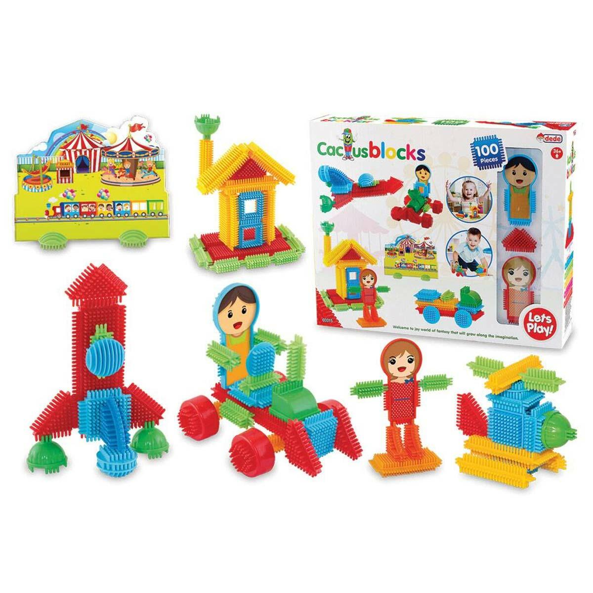 Kaktüs Blok 100 Parça | Eğitici İnşa Ve Yapım Seti | Renkli Birbirine Geçmeli Kaktüs Bloklar
