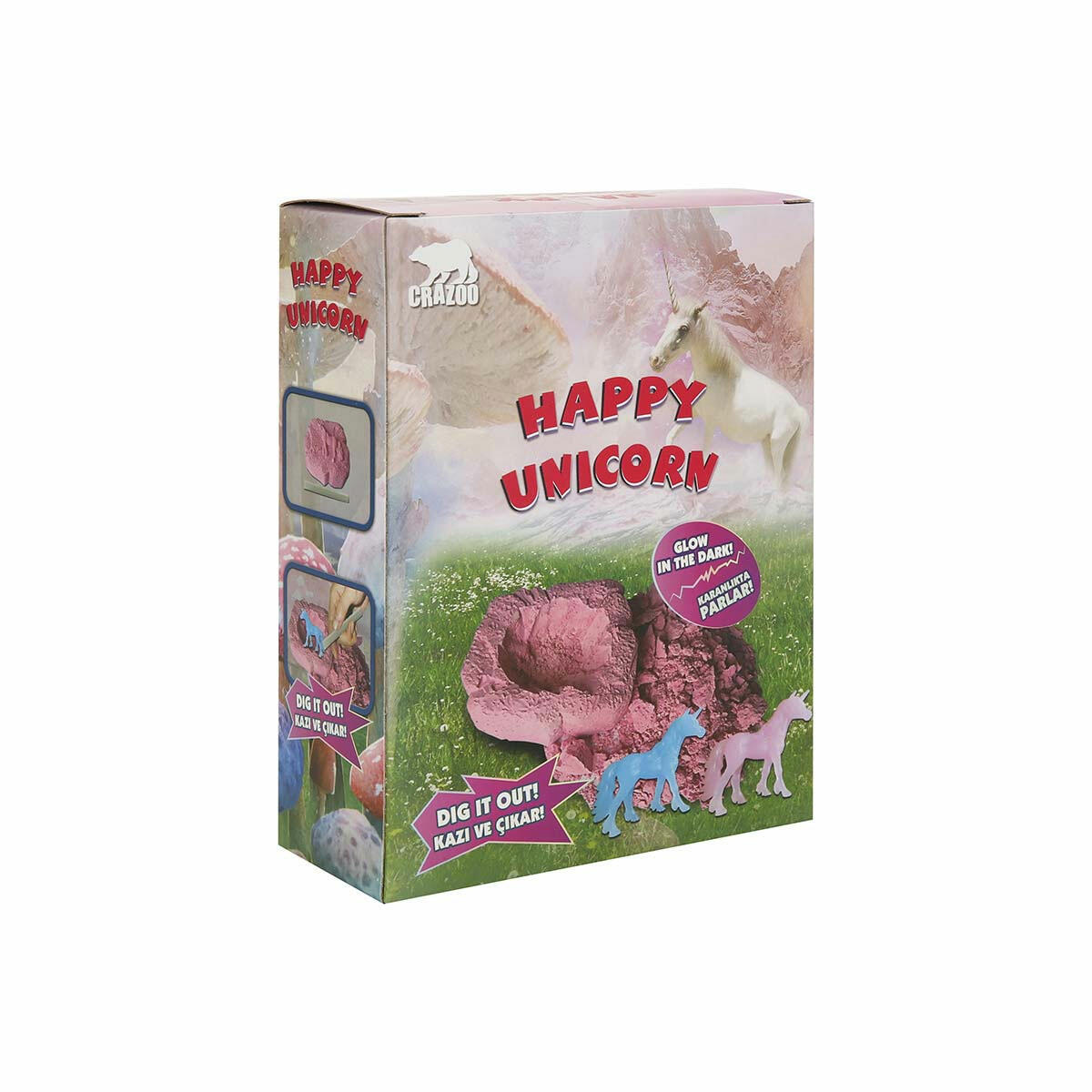Karanlıkta Parlayan Unicorn Fosil Kazı Seti | Crazoo Eğitici Bilim ve Keşif Seti | Sihirli Fosforlu Unicorn Kazısı