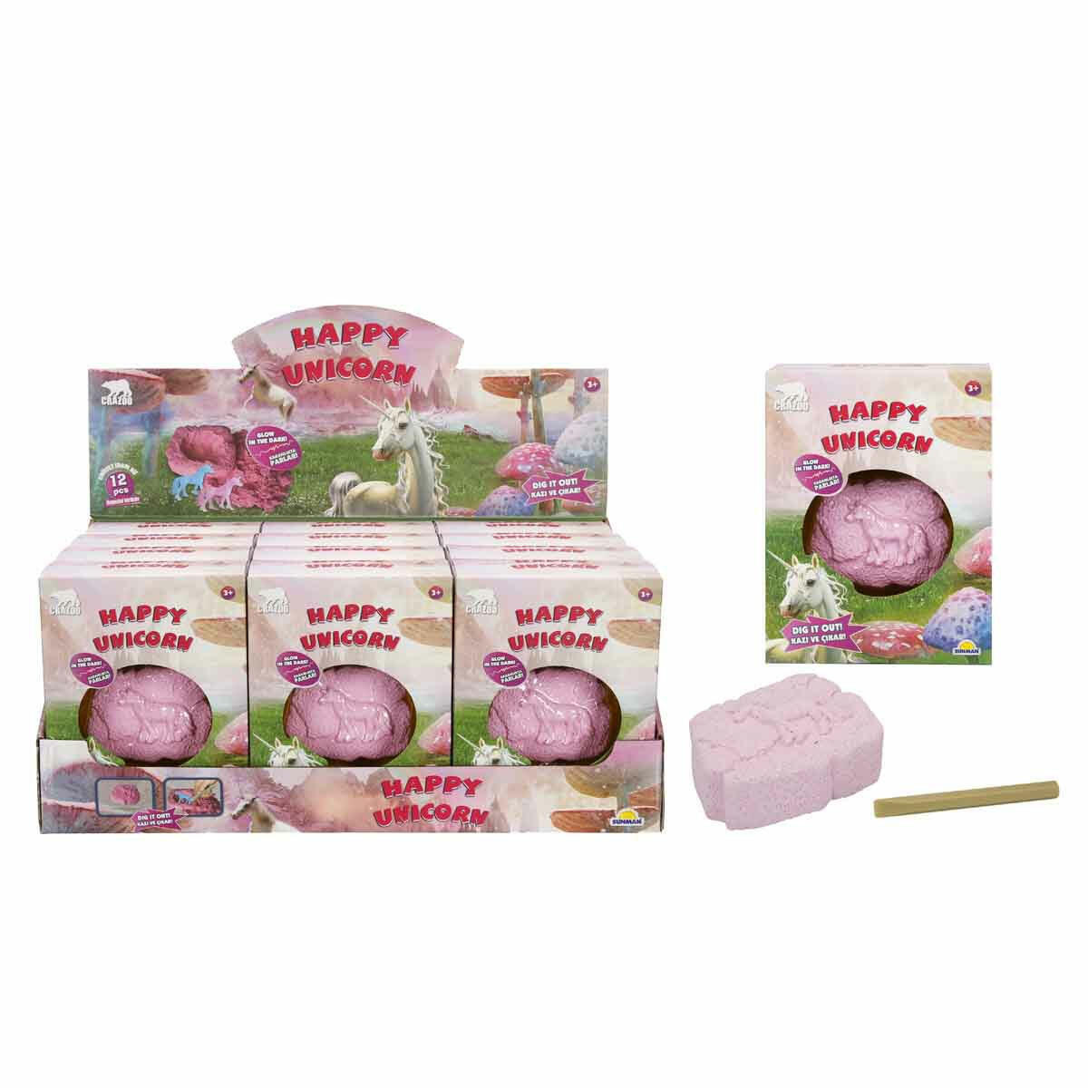 Karanlıkta Parlayan Unicorn Fosil Kazı Seti | Crazoo Eğitici Bilim ve Keşif Seti | Sihirli Fosforlu Unicorn Kazısı