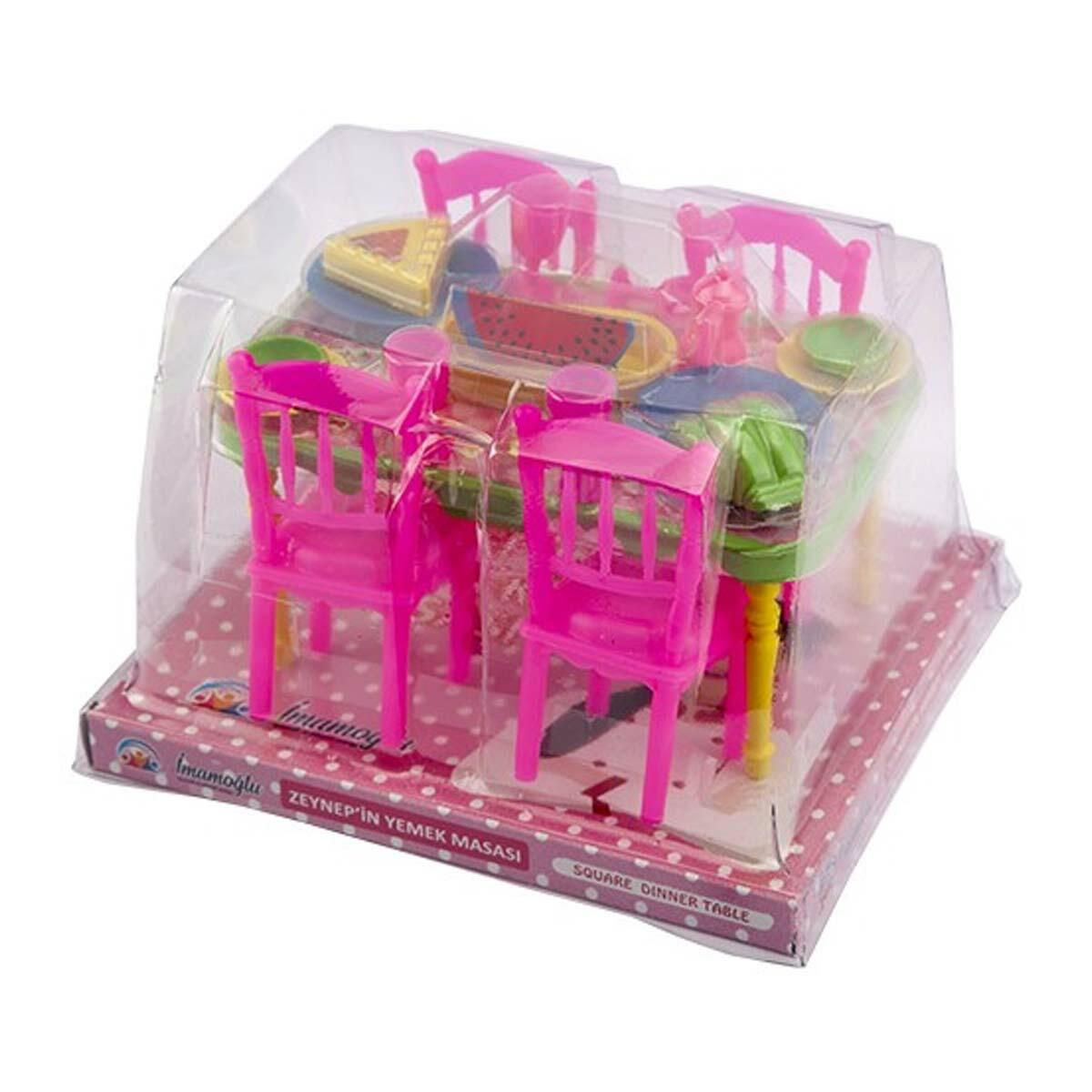 Kare Masa Takımı | 4 Sandalyeli Ve Aksesuarlı Oyuncak Yemek Seti | Evcilik Oyun Seti