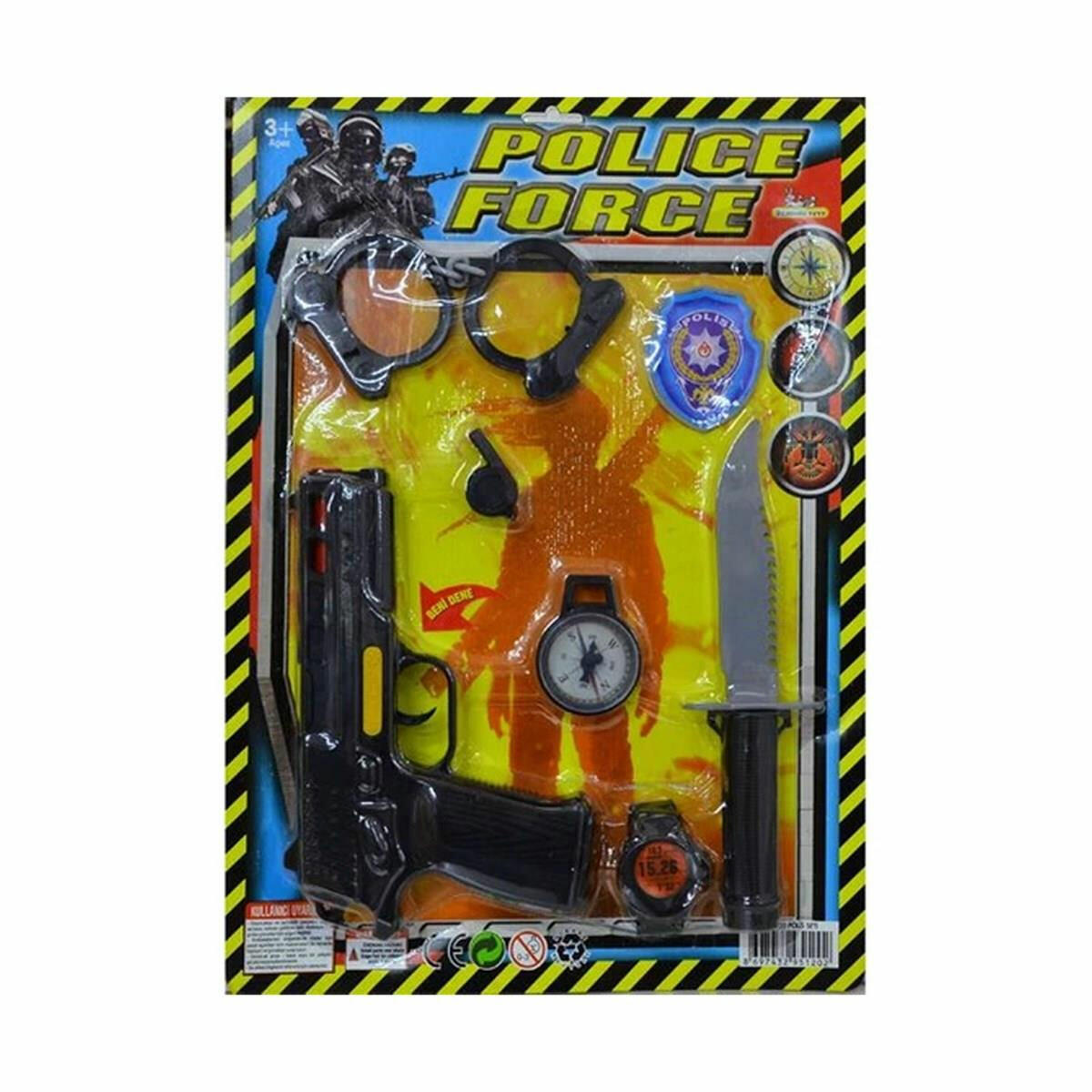 Kartela Polis Oyun Seti | 6 Parça Aksesuarlı Polis Ekipmanları | Oyuncak Tabanca, Kelepçe ve Rozet İçeren Eğitici Rol Yapma Seti