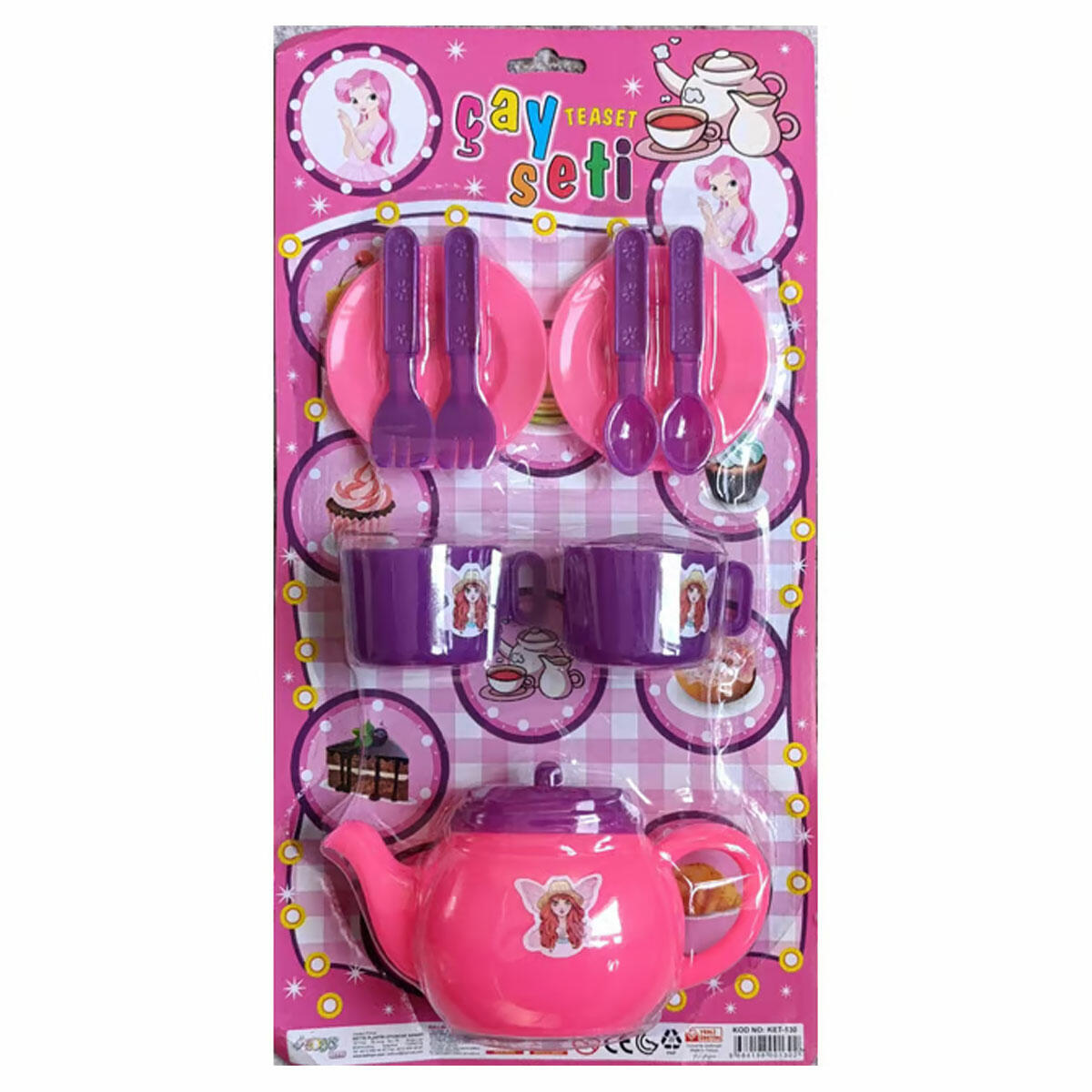 Kartelada Büyük Çay Seti | 10 Parça Evcilik Oyuncakları | Çocuklar İçin Renkli ve Dayanıklı Mutfak Oyun Seti