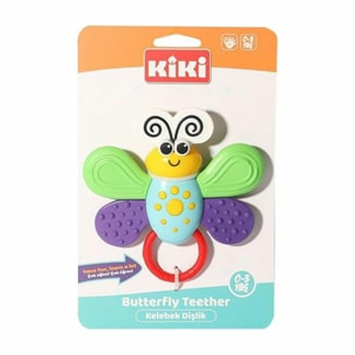 Kelebek Dişlik Çıngırak | Bebek Diş Kaşıyıcı ve Sesli Eğitici Oyuncak | Kolay Kavranabilir Yumuşak Dokulu Bebek Gelişim Oyuncağı