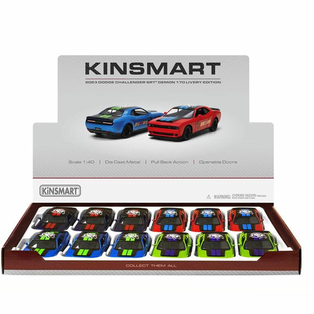 Kinsmart 1:40 2023 Dodge Challenger SRT Demon 170 Livery Edition | Çek Bırak Metal Model Araba | Açılır Kapılı Koleksiyonluk Muscle Car