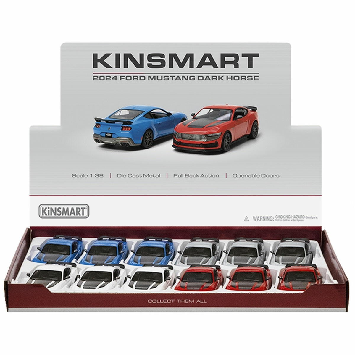 Kinsmart 2024 Ford Mustang Dark Horse | Çek Bırak Metal Model Araba | 13 cm Detaylı Yeni Nesil Spor Araç Koleksiyonu