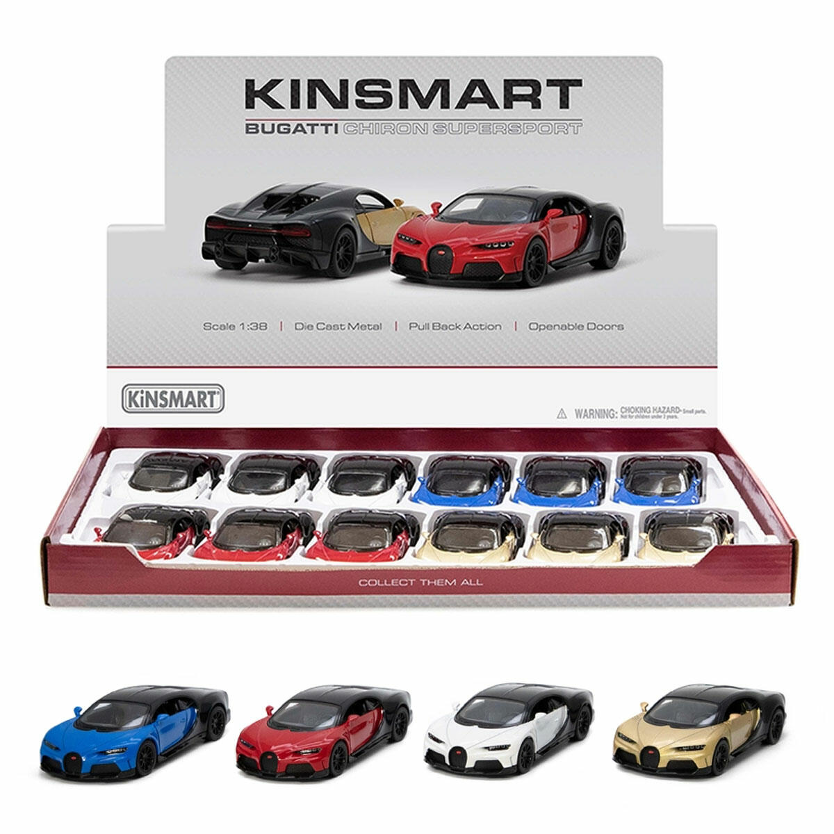 Kinsmart Bugatti Chiron Supersport 1:32 | Metal Çek Bırak Model Araba | Açılabilir Kapılı Die-Cast Koleksiyon Aracı
