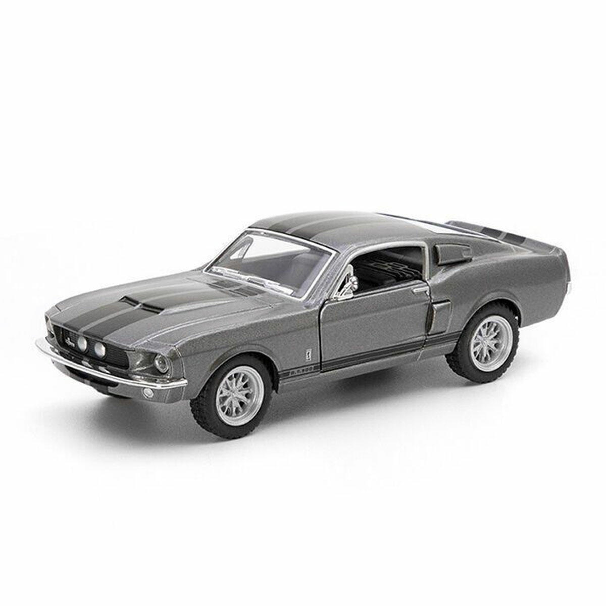 Kinsmart Çek Bırak 1967 Shelby GT500 Gri | 13 cm Die-Cast Model Araba | Açılabilir Kapılı Klasik Koleksiyon Aracı