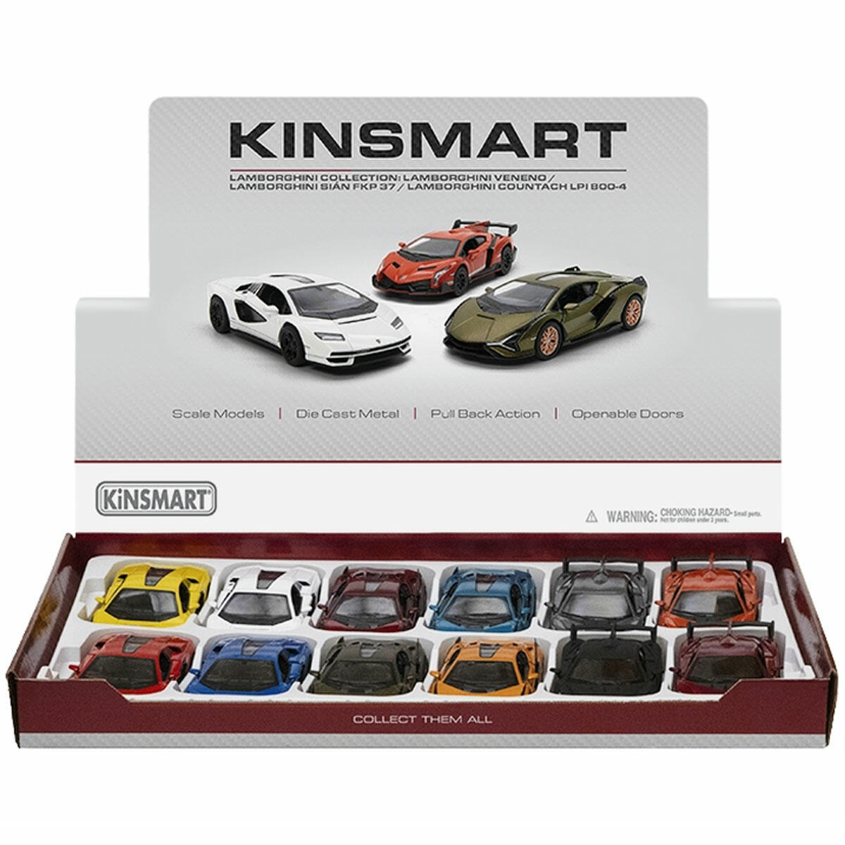 Kinsmart Lamborghini Çek Bırak Model Araba Serisi | Veneno, Sian FKP 37, Countach LPI 800-4 | 13 cm Metal Koleksiyon Aracı