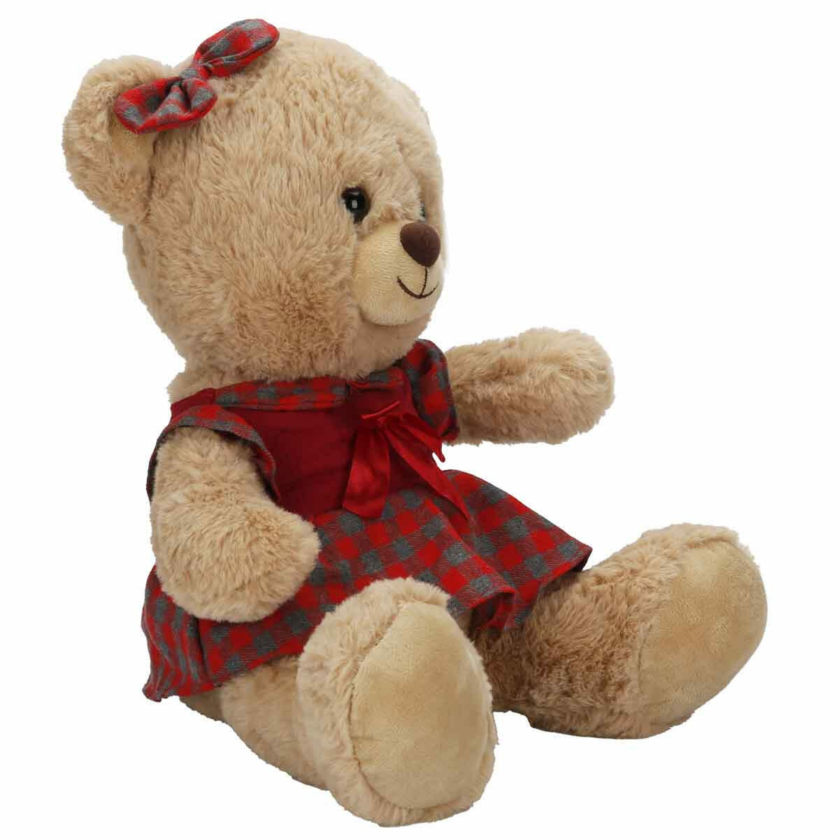 Kıyafetli Peluş Ayı 32 cm | Yumuşacık Uyku Arkadaşı | Papyonlu Ve Elbiseli Peluş Ayıcık