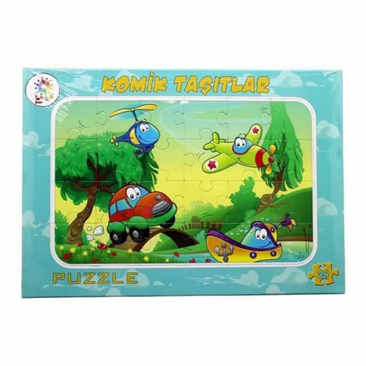 Komik Taşıtlar Taslamalı Frame 24 Parça Puzzle | El-Göz Koordinasyonu Geliştiren, Parlama Yapmayan Çerçeveli Eğitici Yapboz
