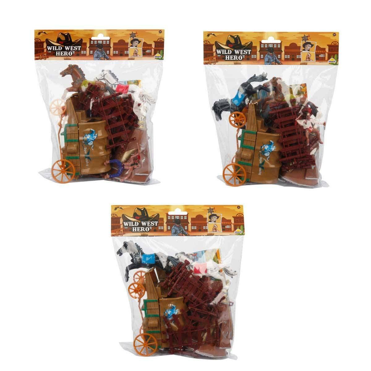 Kovboy Poşet Oyun Seti | At Arabalı Ve Kızılderili Figürlü Vahşi Batı Dünyası | 20.5 Cm Macera Paketi