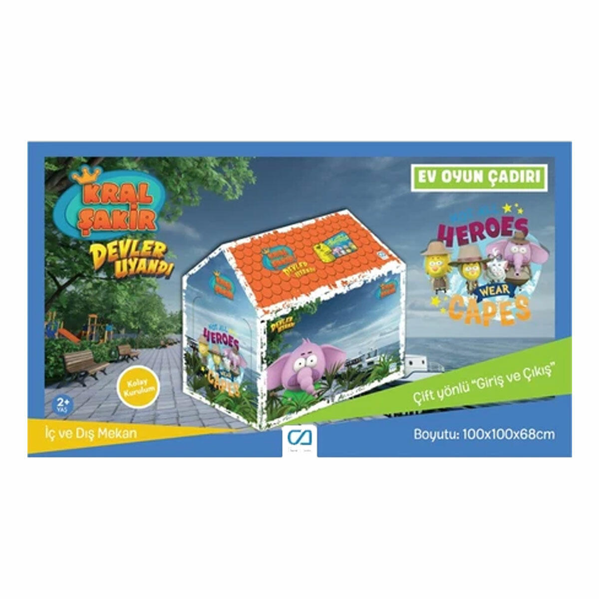 Kral Şakir Oyun Çadırı | Muhtişim Ekip Temalı Eğitici Oyun Alanı | 100x100x68 cm Lisanslı Çocuk Çadırı