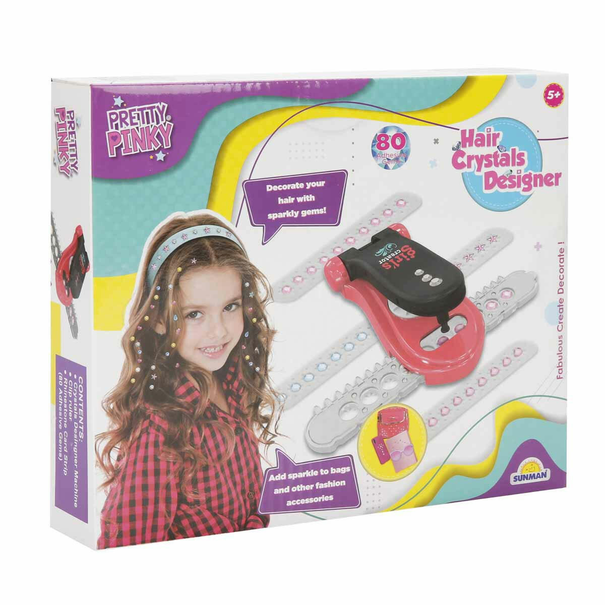 Kristal Saç Aksesuarı Güzellik Seti | Işıltılı Saç Tasarım Kiti | Çocuklar İçin Pratik Kristal Taş Yapıştırma Makinesi ve Aksesuarları