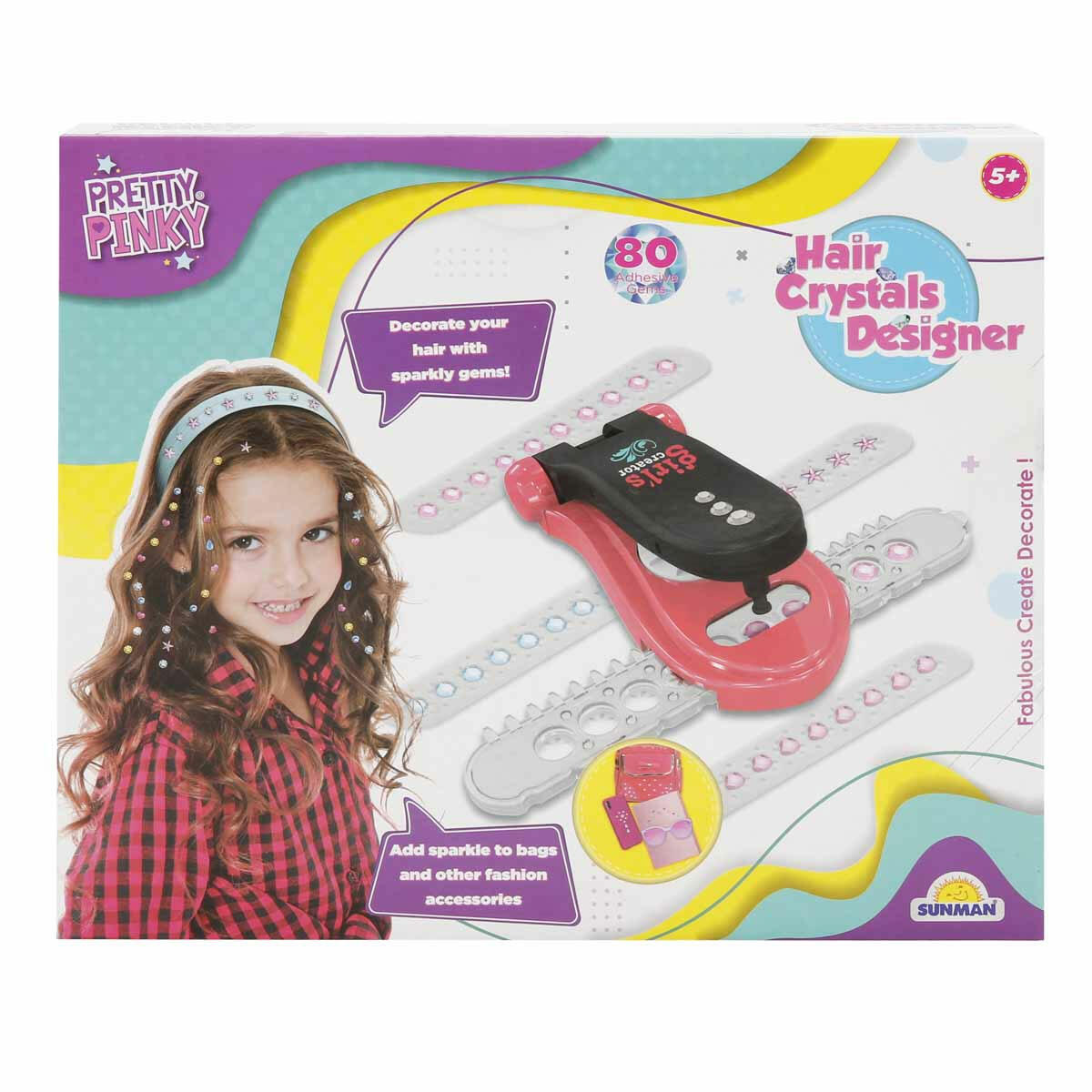 Kristal Saç Aksesuarı Güzellik Seti | Işıltılı Saç Tasarım Kiti | Çocuklar İçin Pratik Kristal Taş Yapıştırma Makinesi ve Aksesuarları