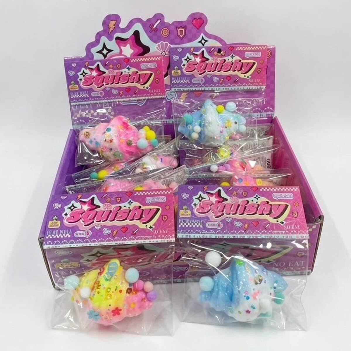 Kruvasan Şeklinde Boncuklu Squishy | Renkli Boncuklu Antistres Oyuncağı | Şeffaf Sensory Kruvasan Figürü