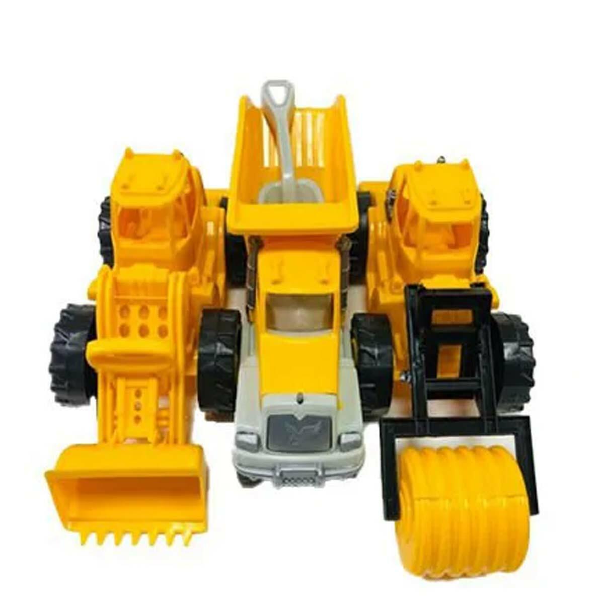 Küçük Boy İş Makinaları Yol Seti | 3’lü İnşaat Araçları Paketi | 24 cm Kamyon, Silindir ve Kepçe Seti