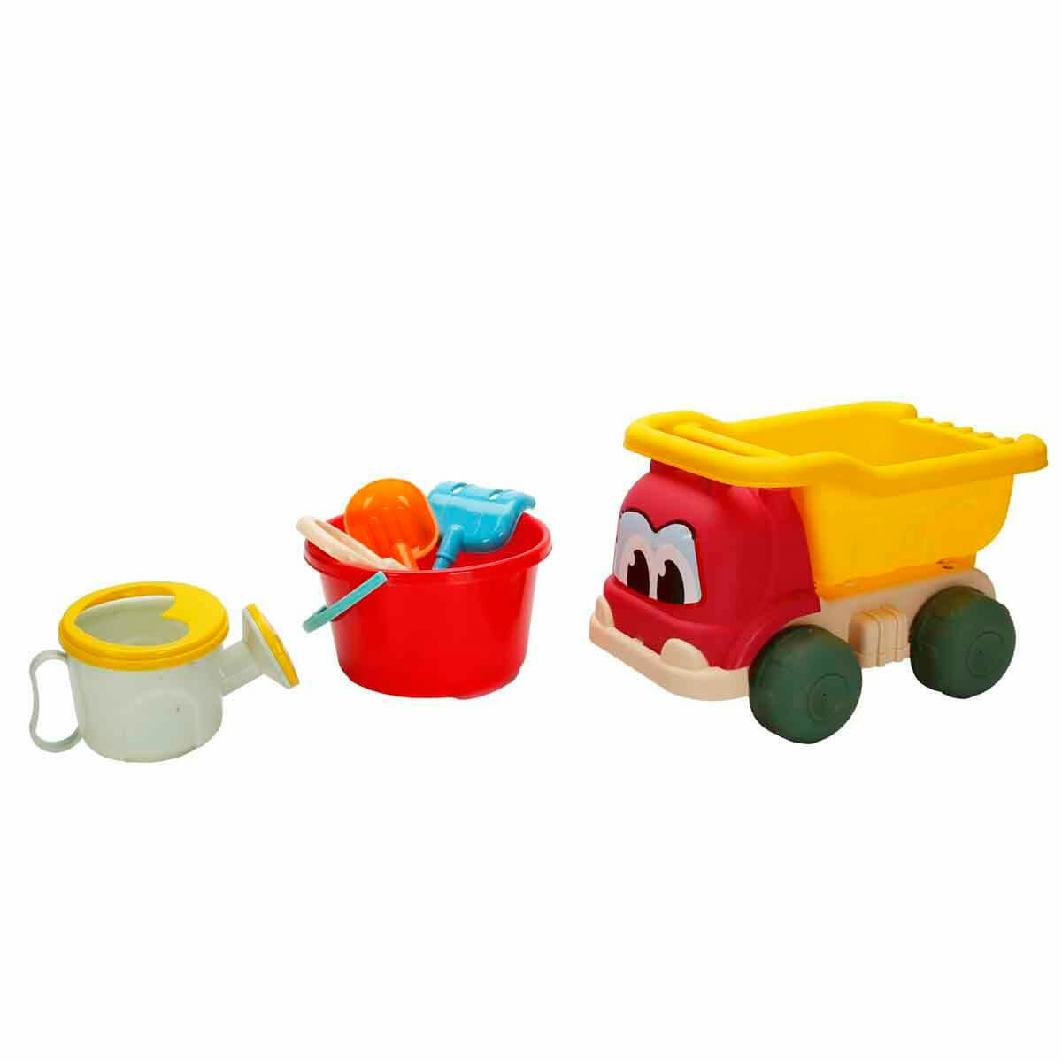 Aksesuarlı Kum Kovalı Kamyon Seti | Plaj Ve Bahçe Oyuncak Seti | Kamyonlu 6 Parça Kum Kovası Takımı