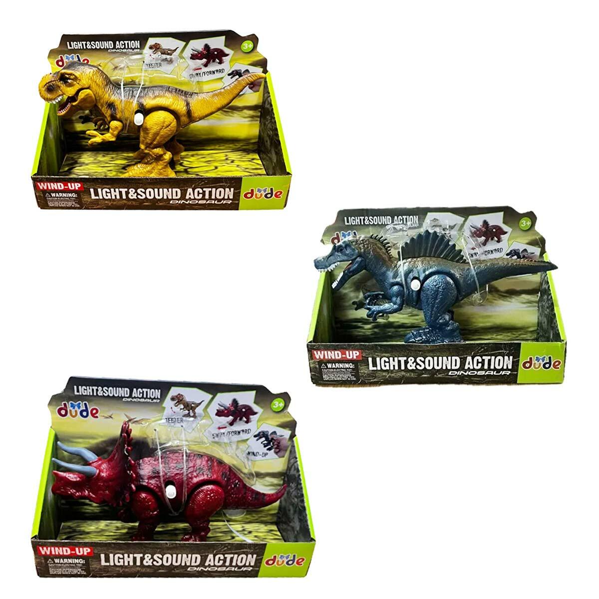 Kurmalı Işıklı Sesli Yürüyen Dinazor Figürü | 3 Farklı Model | Mekanik Hareketli Eğitici Dinozor