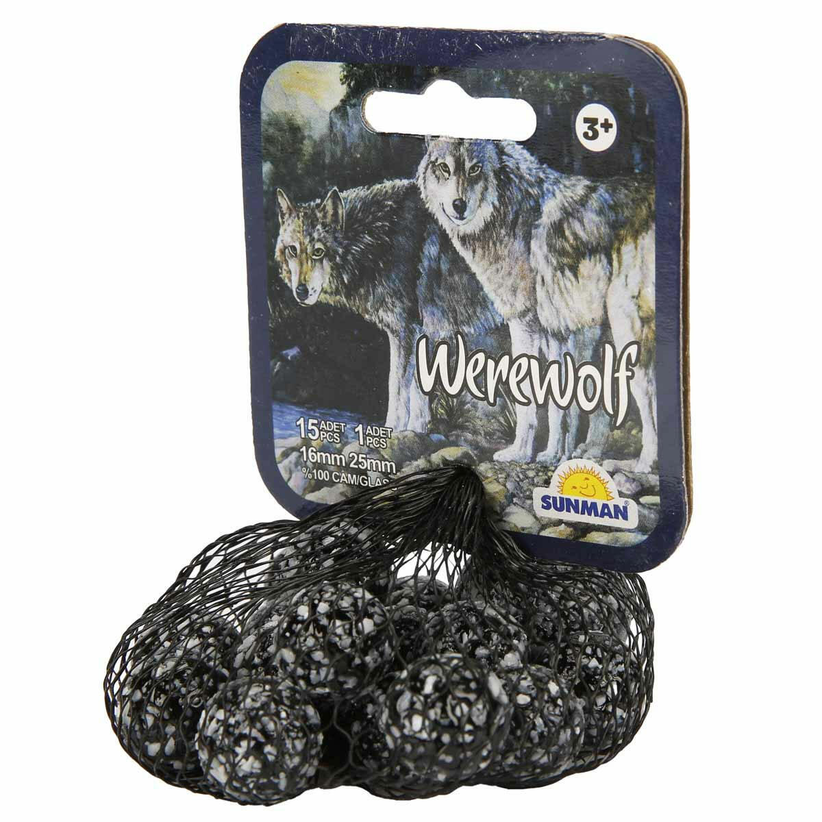 Kurt Adam Siyah Misket Seti | 16 Parça %100 Cam Misket | Nostaljik Çocuk Oyun Seti ve Koleksiyonluk Baş Misket