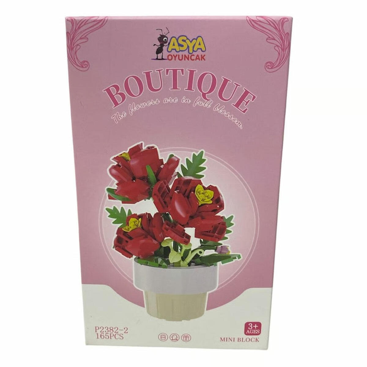 Display Kutuda Vazolu Çiçek Blokları Yapı Seti | Mini Dekoratif Çiçek Lego Serisi | 11 cm Şık Masaüstü Biblo