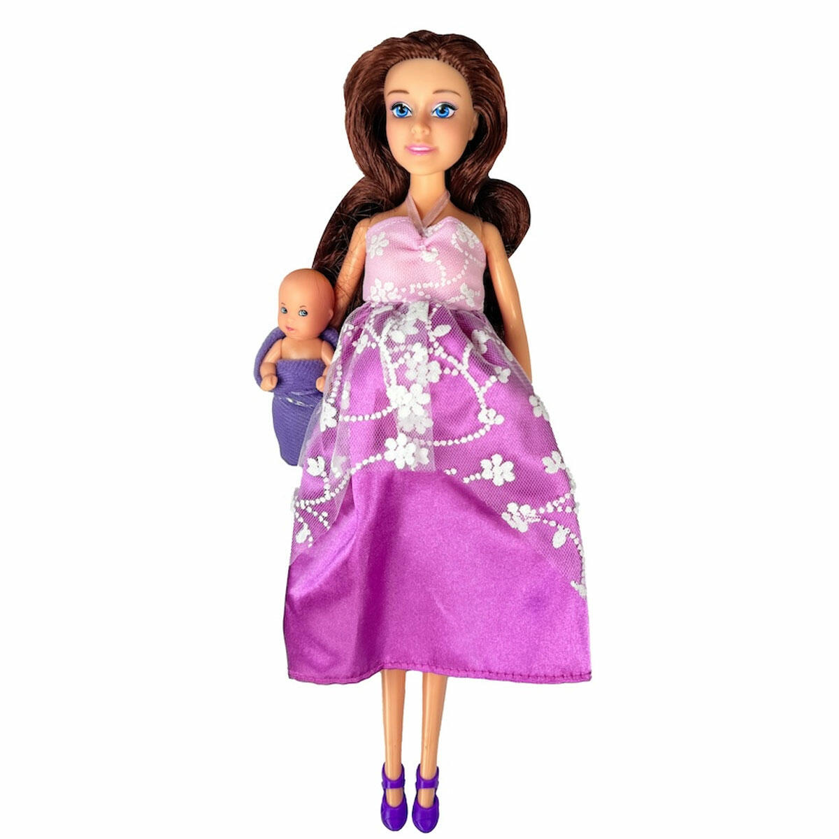 Kutulu 29 cm Hamile Bebek Seti | Eğitici Evcilik Oyuncağı | Bebek Figürlü ve Aksesuarlı Anne Bebek Oyun Seti