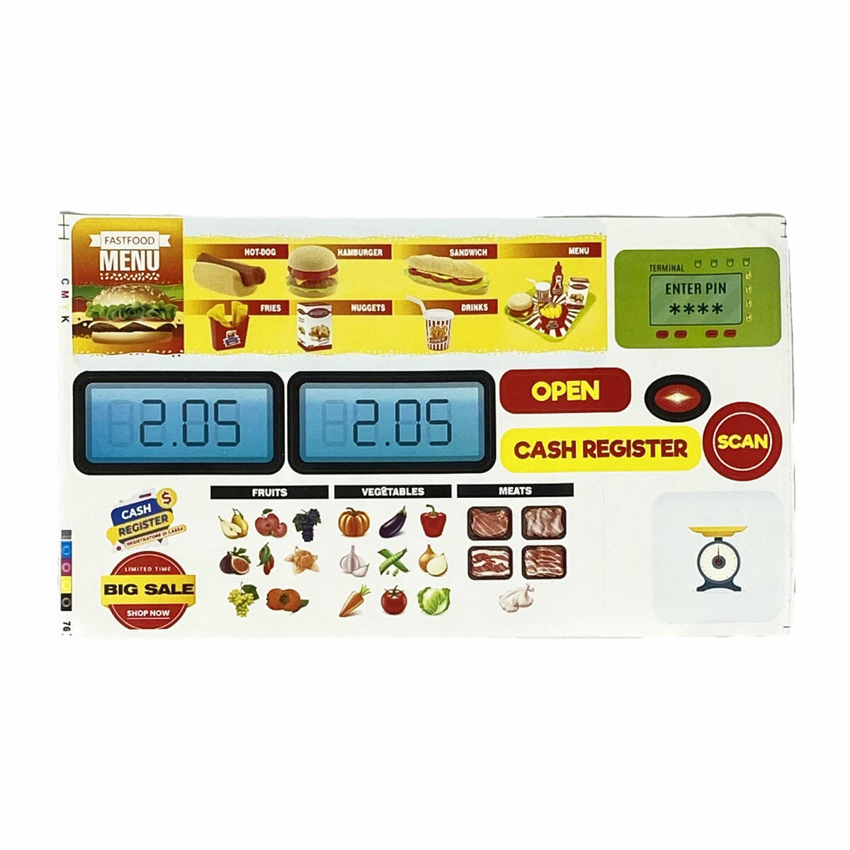 Kutulu 40 Parça Yazar Kasa ve Alışveriş Seti | Dev Boyutlu Market Kasası ve Sepeti | Eğitici Marketçilik Oyun Seti