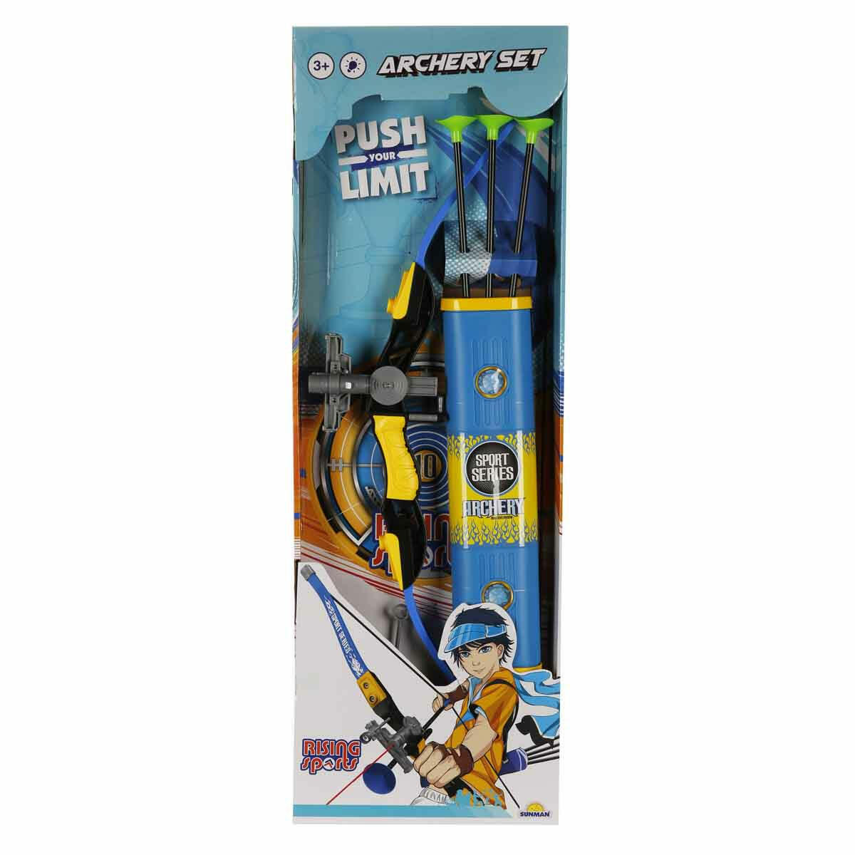 Lazer Işıklı Sadaklı Ok Yay Okçuluk Oyun Seti | Rising Sports 77 cm Vakumlu Hedef Seti | Kırmızı Işıklı Nişangahlı Profesyonel Çocuk Okçu Takımı