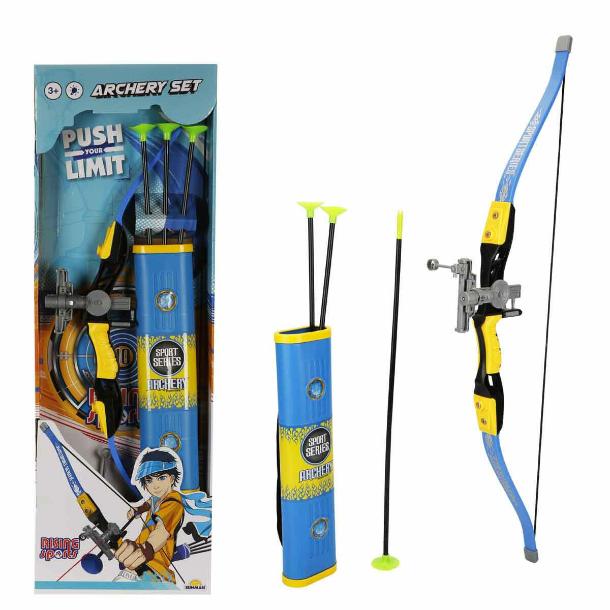 Lazer Işıklı Sadaklı Ok Yay Okçuluk Oyun Seti | Rising Sports 77 cm Vakumlu Hedef Seti | Kırmızı Işıklı Nişangahlı Profesyonel Çocuk Okçu Takımı