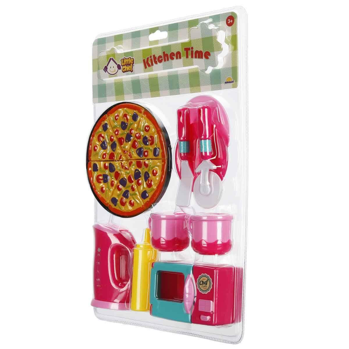 Little Chef Çay Kahve Seti | Pizza Ve Kurabiye Seçenekli Evcilik Seti | Eğitici Mutfak Aktivite Oyuncağı