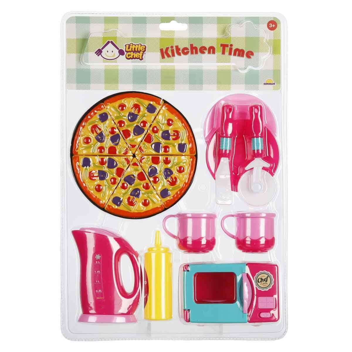 Little Chef Çay Kahve Seti | Pizza Ve Kurabiye Seçenekli Evcilik Seti | Eğitici Mutfak Aktivite Oyuncağı