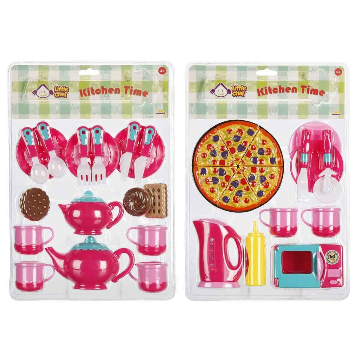 Little Chef Çay Kahve Seti | Pizza Ve Kurabiye Seçenekli Evcilik Seti | Eğitici Mutfak Aktivite Oyuncağı
