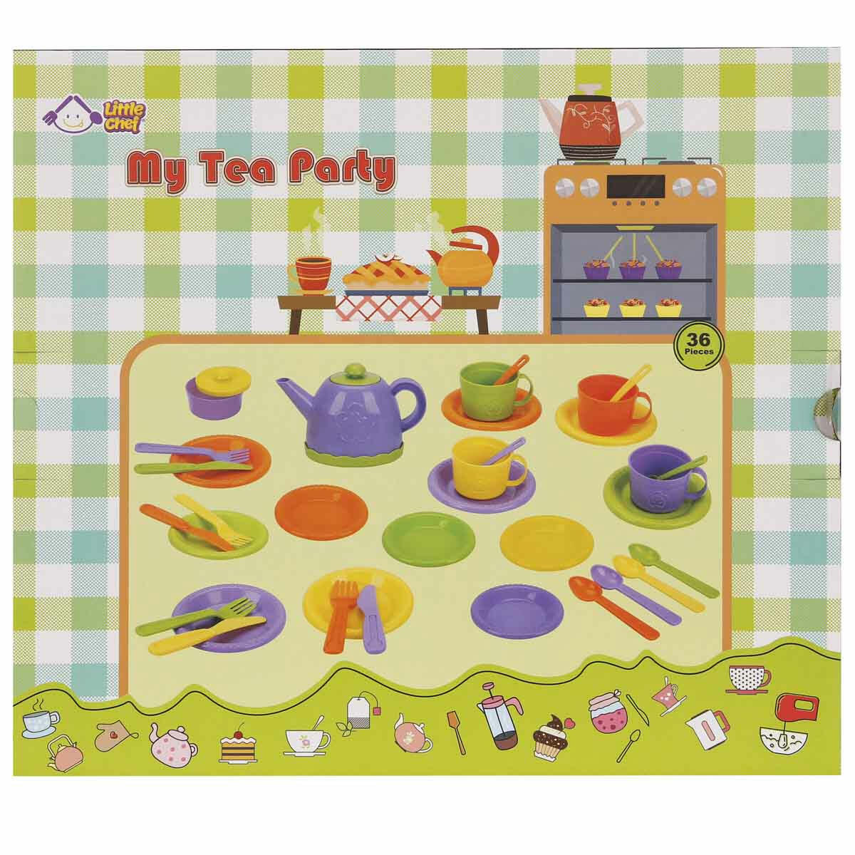 Little Chef Çay Seti 36 Parça | Eğitici Evcilik ve Mutfak Oyun Seti | Renkli Fincan ve Servis Takımı