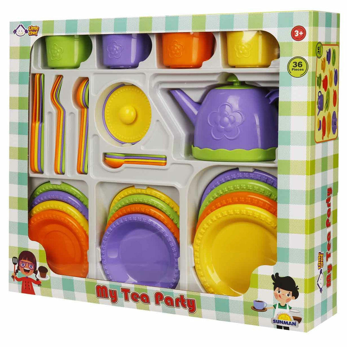 Little Chef Çay Seti 36 Parça | Eğitici Evcilik ve Mutfak Oyun Seti | Renkli Fincan ve Servis Takımı