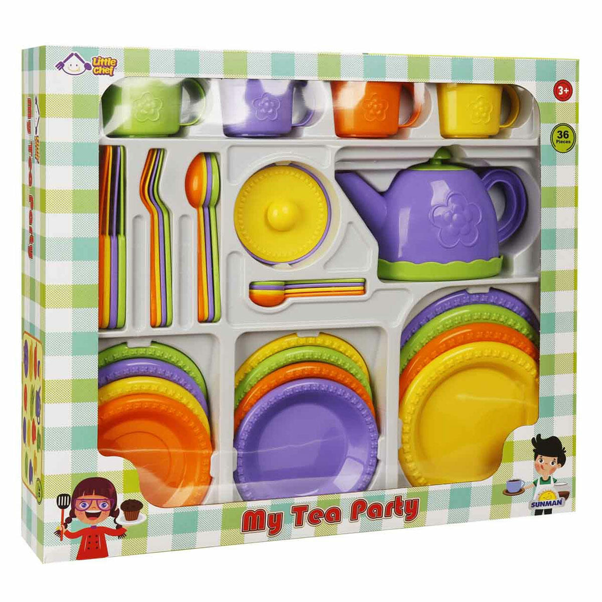 Little Chef Çay Seti 36 Parça | Eğitici Evcilik ve Mutfak Oyun Seti | Renkli Fincan ve Servis Takımı