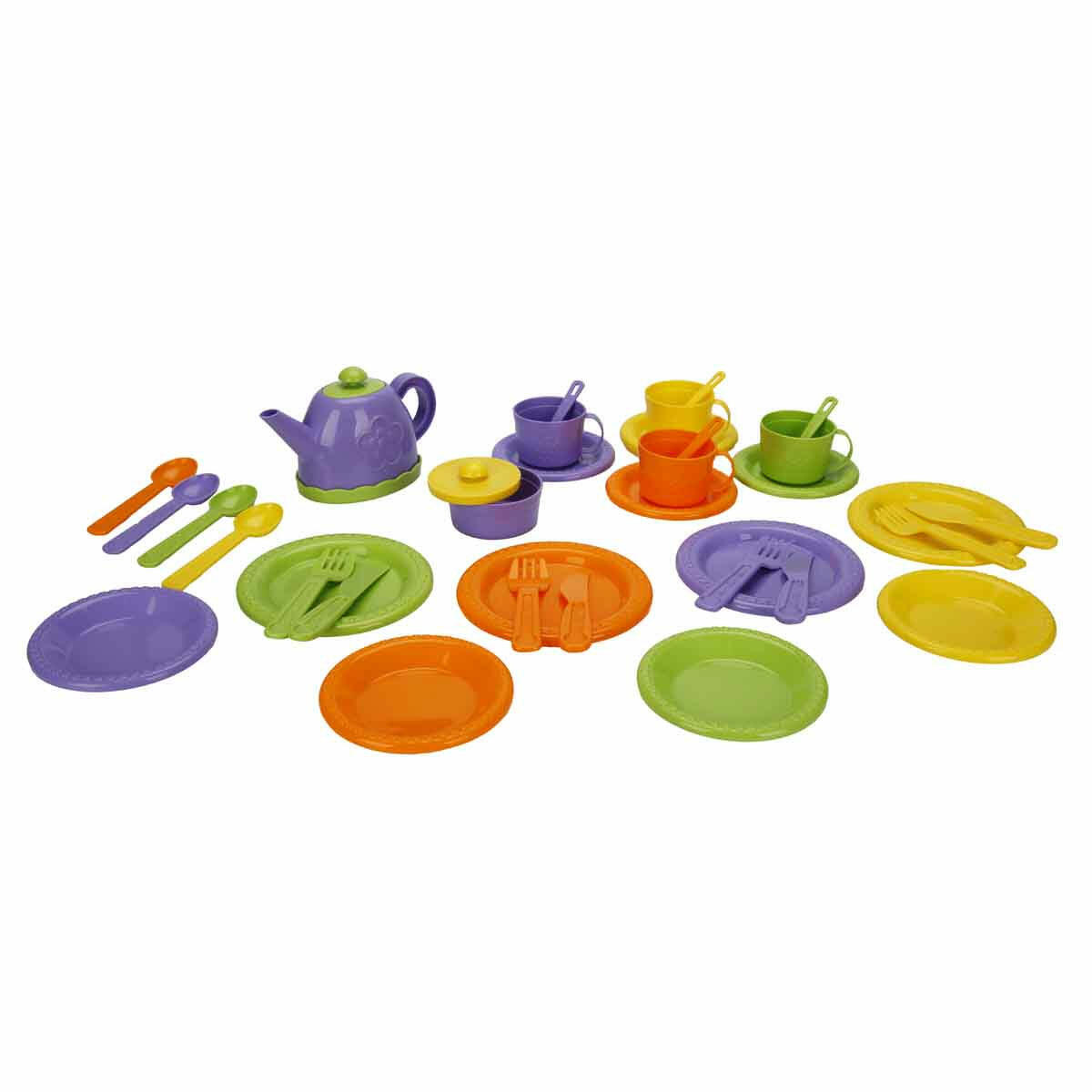 Little Chef Çay Seti 36 Parça | Eğitici Evcilik ve Mutfak Oyun Seti | Renkli Fincan ve Servis Takımı