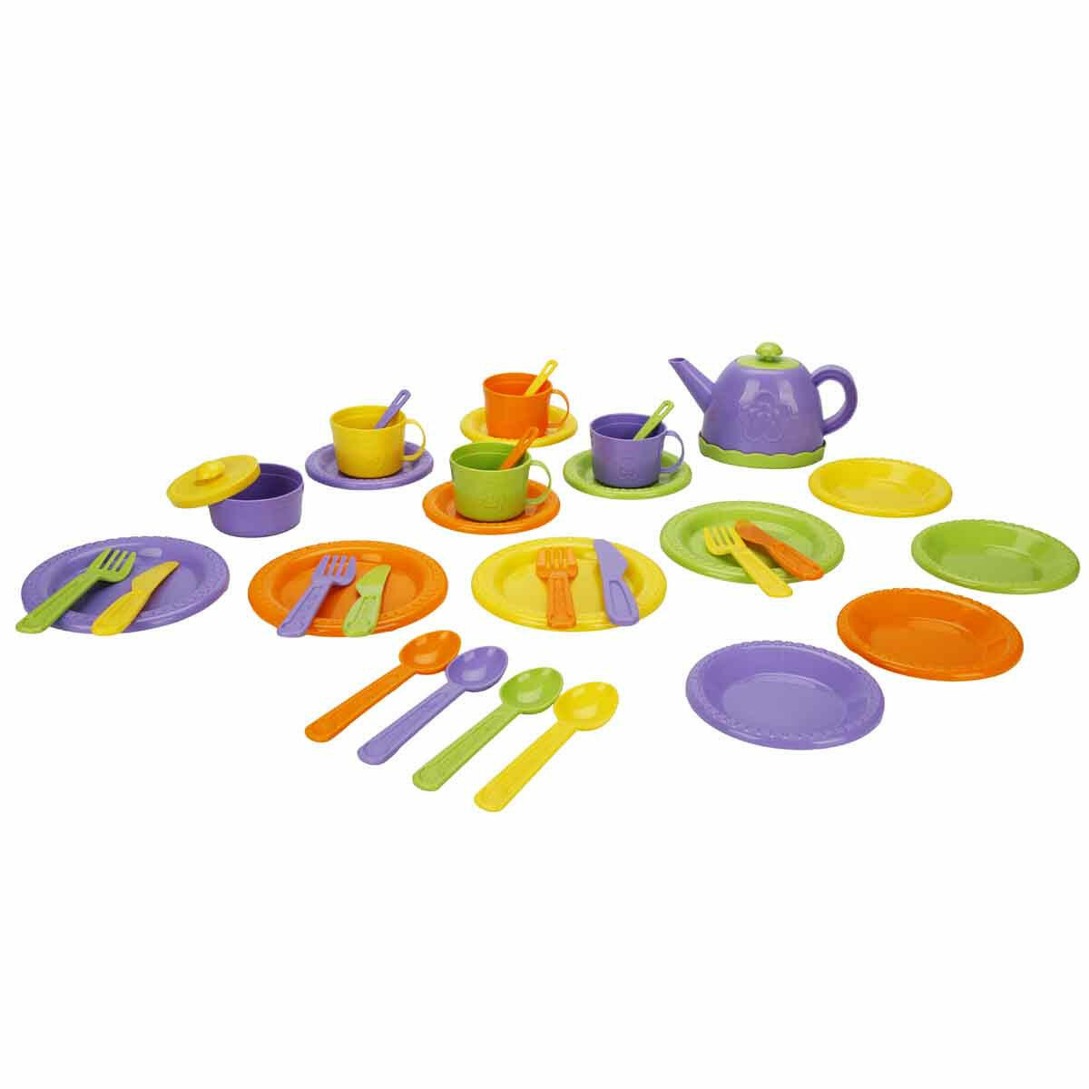 Little Chef Çay Seti 36 Parça | Eğitici Evcilik ve Mutfak Oyun Seti | Renkli Fincan ve Servis Takımı