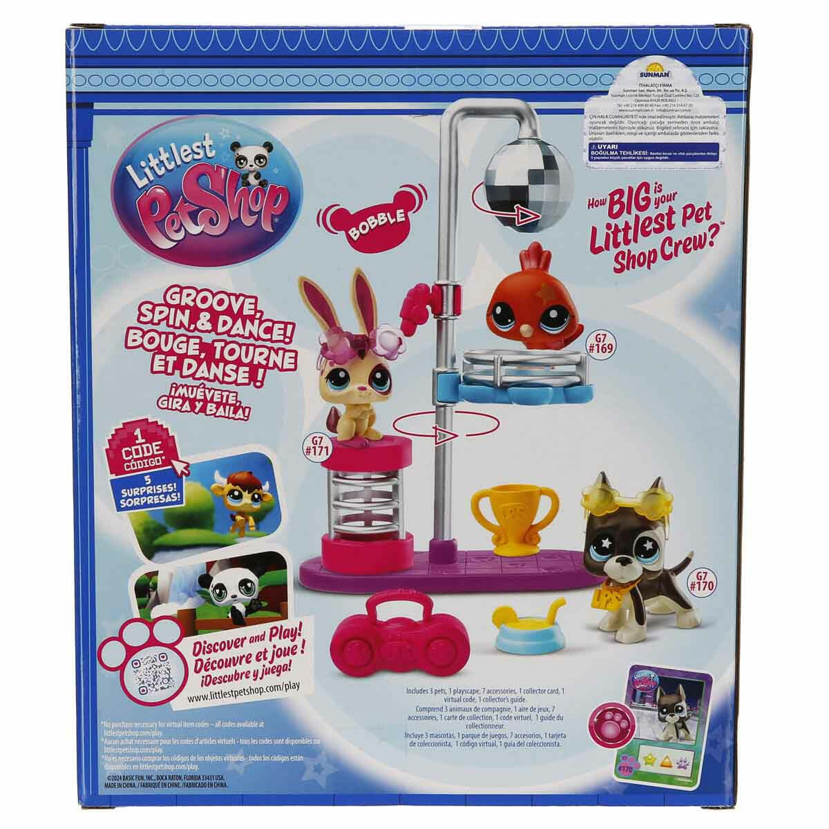 Littlest Pet Shop Minişler Disko Oyun Seti | Sallanan Kafalı 3 Figür ve Sanal Kodlu Koleksiyon Seti