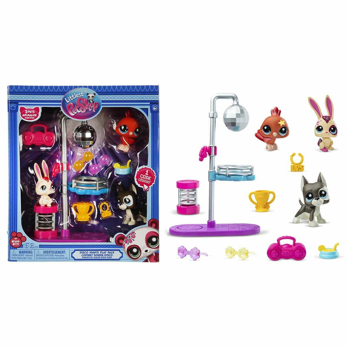 Littlest Pet Shop Minişler Disko Oyun Seti | Sallanan Kafalı 3 Figür ve Sanal Kodlu Koleksiyon Seti
