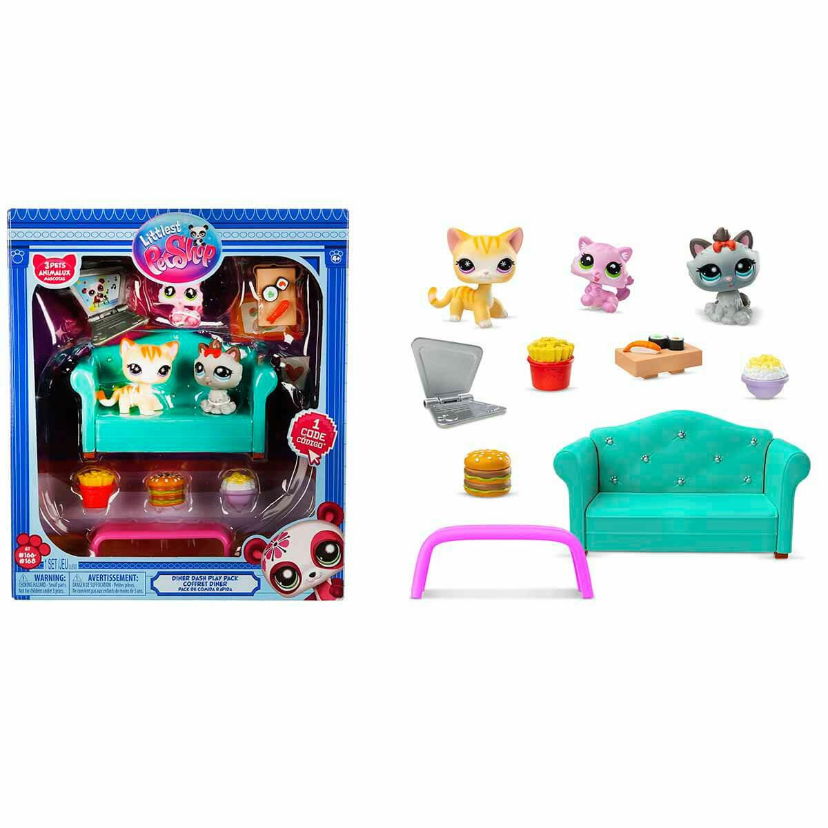 Littlest Pet Shop Minişler Lokanta Oyun Seti – 3 Figürlü, Aksesuarlı ve Dijital Kodlu Koleksiyon
