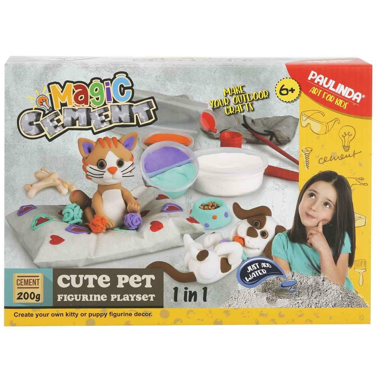 Magic Cement Sevimli Evcil Hayvan Heykeli Oyun Seti | Çimentolu Sanat Ve Heykel Seti | Kedi Köpek Tasarım Atölyesi