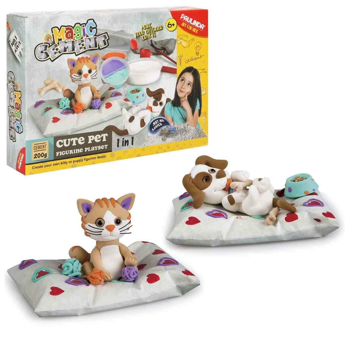 Magic Cement Sevimli Evcil Hayvan Heykeli Oyun Seti | Çimentolu Sanat Ve Heykel Seti | Kedi Köpek Tasarım Atölyesi