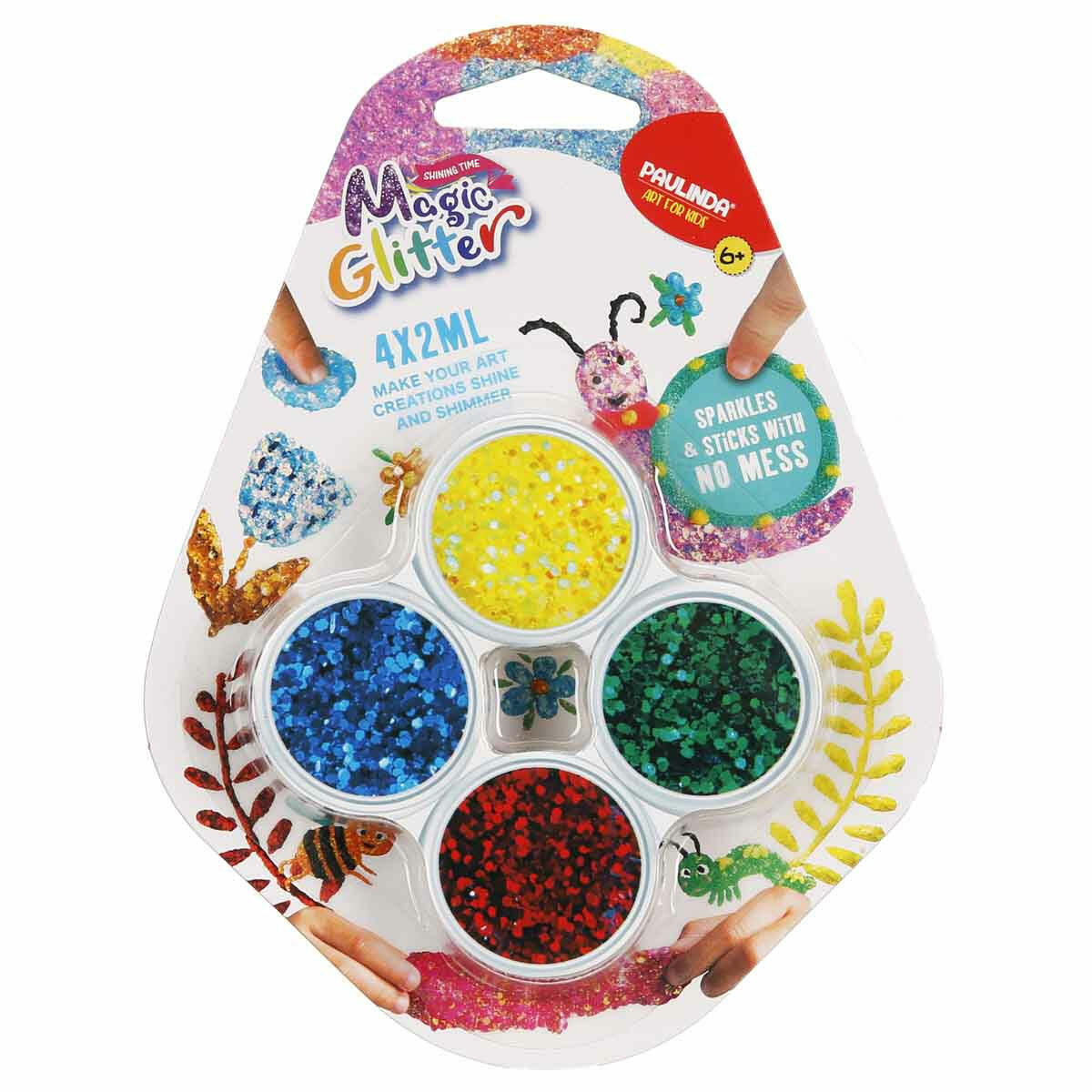 Magic Glitter Simli Tasarım Seti | 4'lü Işıltılı Süsleme Figürü, Çocuklar İçin Yaratıcı Sanat ve Tasarım Aktivite Kiti