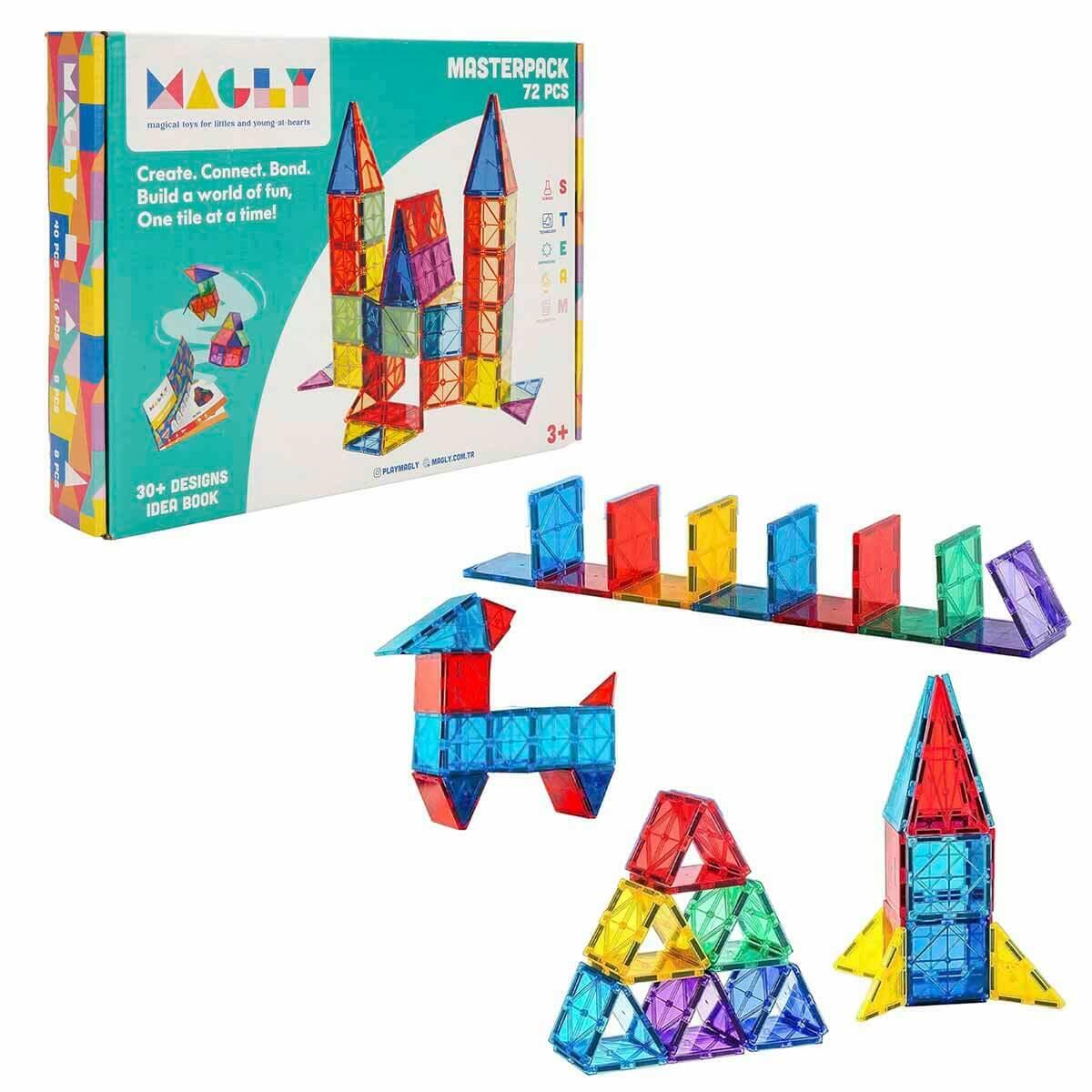 Manyetik Yapı Blokları 72 Parça | Mıknatıslı Eğitici Blok Seti | Feyza Oyuncak STEAM Serisi