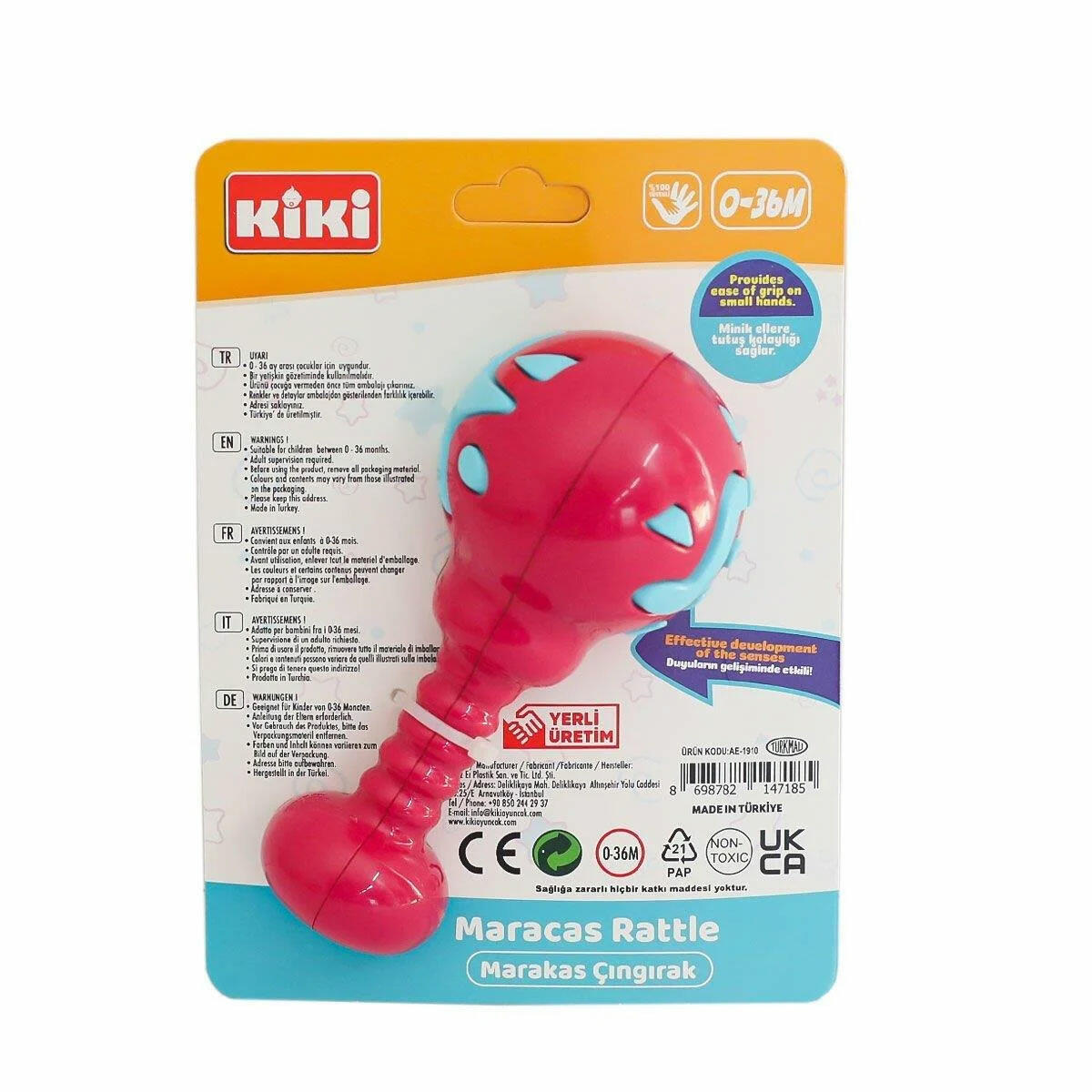 Marakas Çıngırak | 0-36 Ay Eğitici Bebek Çıngırağı | BPA Free ve CE Belgeli Fiziksel Gelişim Oyuncağı