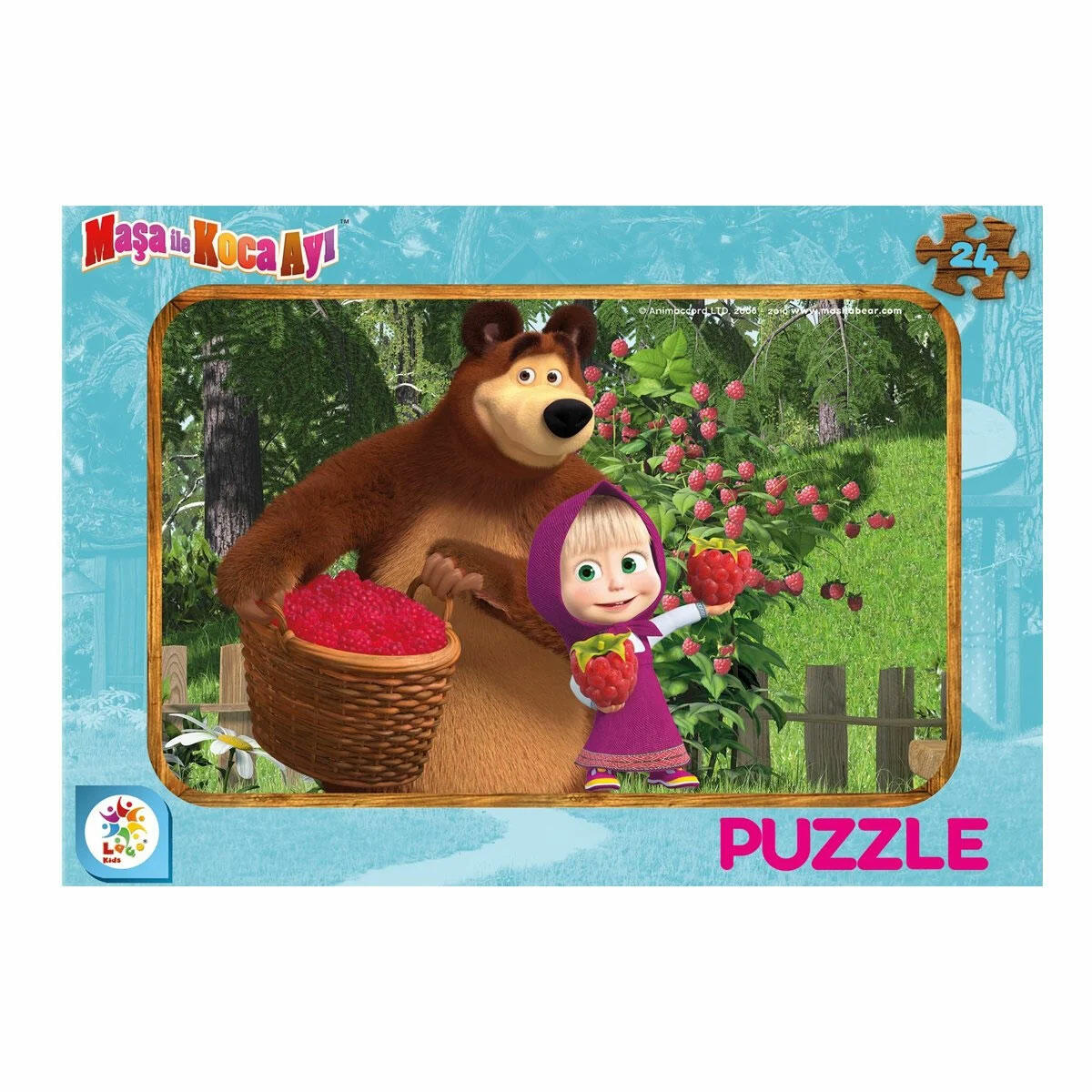 Maşa Koca Ayı Frame 24 Parça Puzzle | Çocuklar İçin Çerçeveli Eğitici Yapboz | Parlama Yapmayan Özel Yüzeyli Görsel Hafıza Seti