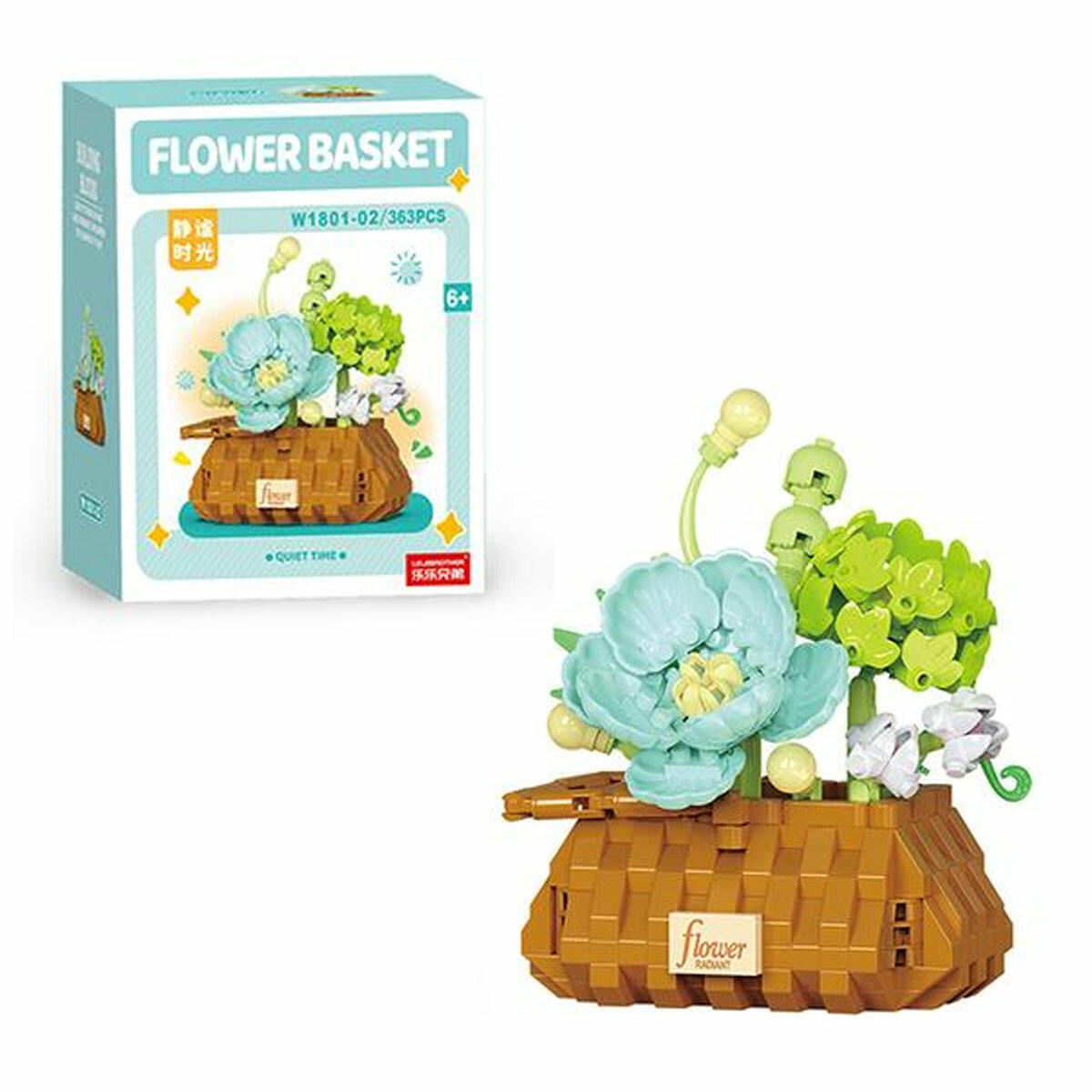 Mavi Çiçek 363 Parça Blok Seti | Mikro Detaylı Dekoratif Yapım Bloğu | Masaüstü Hobi ve Modern Ev Aksesuarı Seti