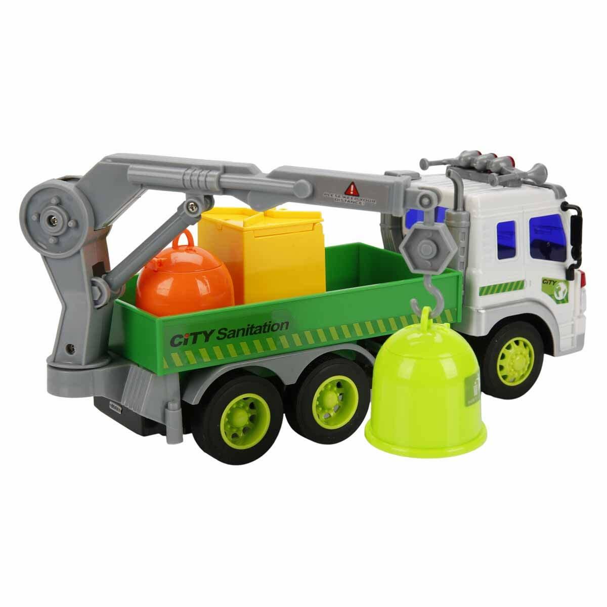 Maxx Wheels 1:16 Geri Dönüşüm Kamyonu | 28 cm Sesli Ve Işıklı Çöp Kamyonu | 3 Farklı Model Çevre Aracı